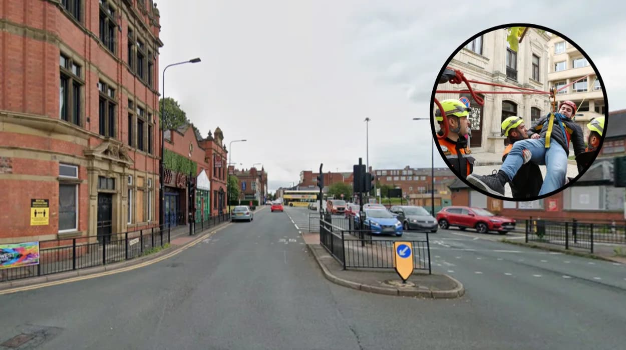 Firefighters battle blaze in Bolton building