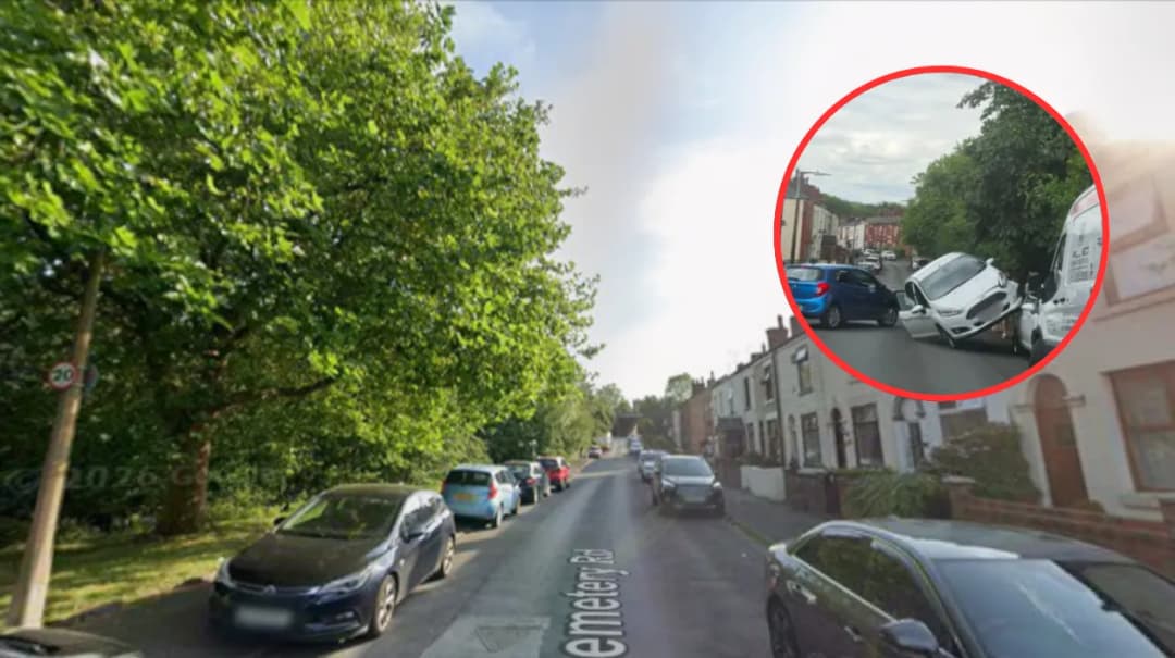 Car Mounts Parked Vehicle After Crash on Cemetery Road: Farnworth 2026