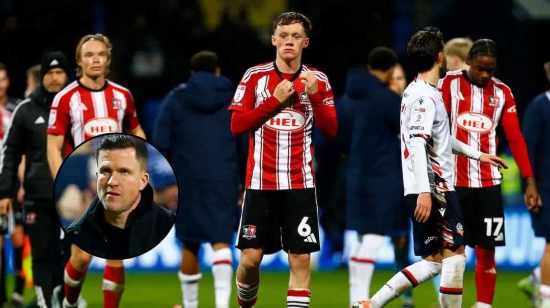 Exeter City's Caldwell Frustrated After Bolton 2-1 Defeat, Relegation Drop