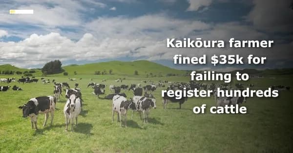 Kaikōura farmer fined $35k for failing to register hundreds of cattle